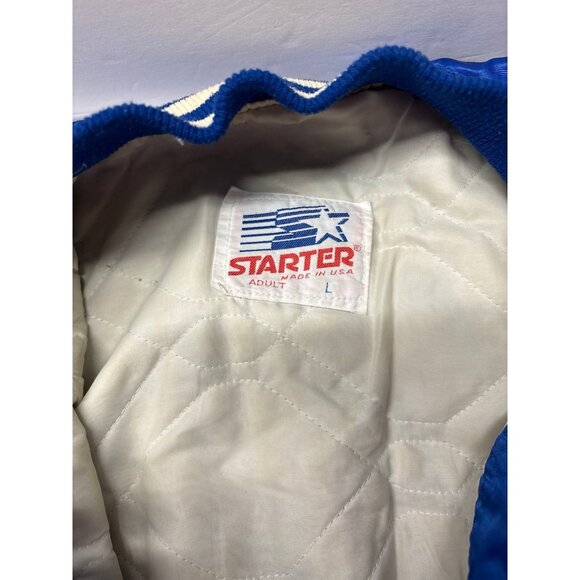 Vintage‎ (80s/90s) STARTER Blue Satin Jacket (Large) Made in USA - Picture 6 of 11
